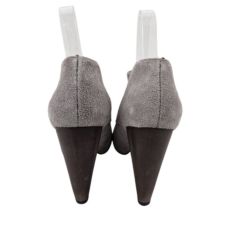 Cole Haan Gray Suede Ankle Booties Womens 7B Slip On Boots Cone Heel Dressy - Picture 4 of 8